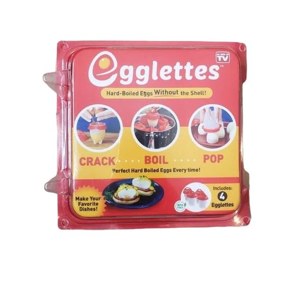 NEW Egglettes - 4 Egg Cups - Egg Cooker Hard & Soft Maker - Picture 1 of 7